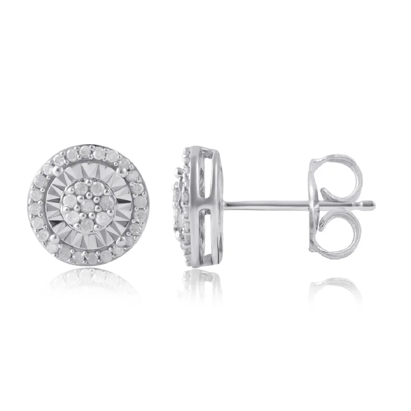 Women hoop earrings -Sterling Silver 1/4 CTW Diamond Stud Earrings