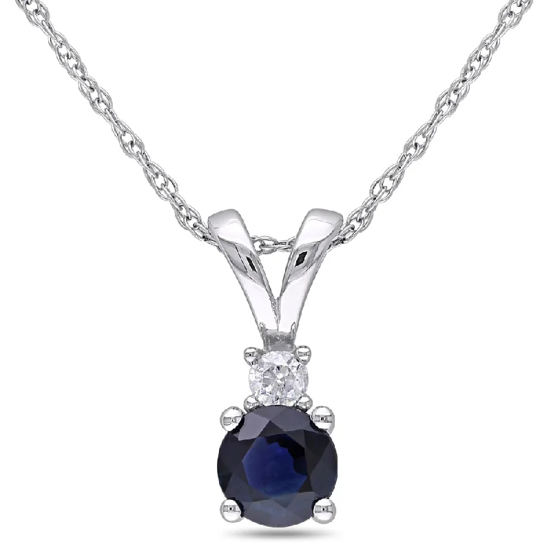 Women multi-stone necklaces -Miadora 10k White Gold Sapphire and Diamond Accent Necklace