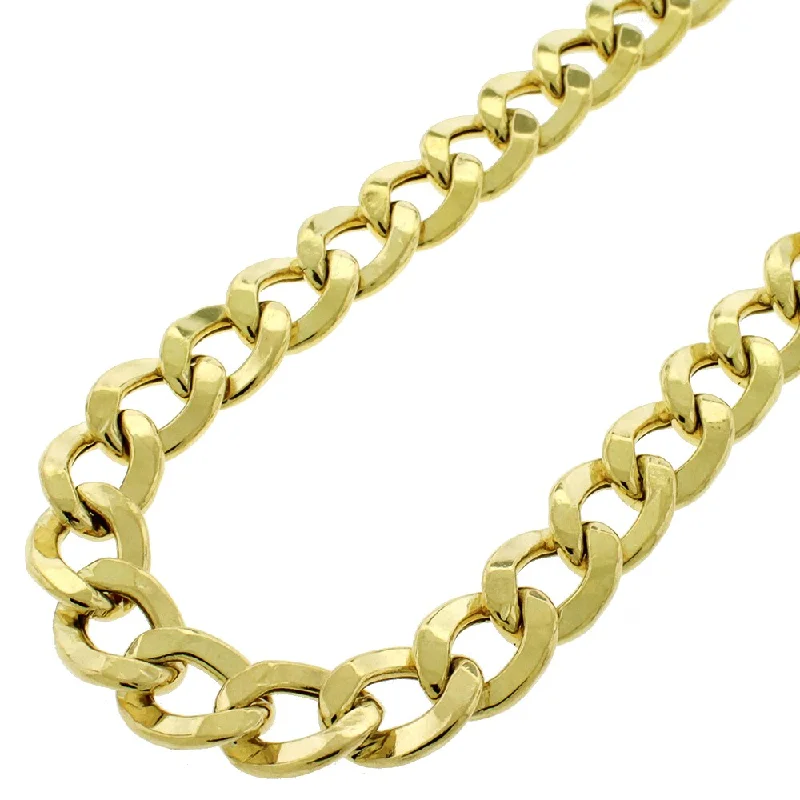 Women dainty necklaces -10k Yellow Gold 10.5mm Hollow Cuban Curb Link Necklace Chain 24"