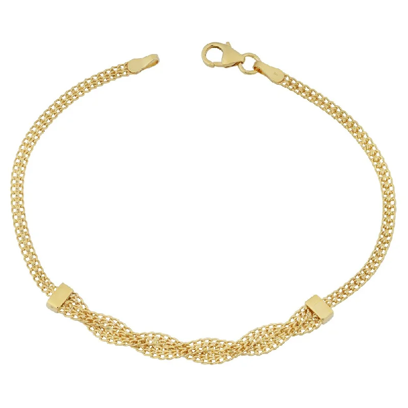 Women fashion bangles and bracelets -Fremada Italian 10k Yellow Gold Fancy Braided Curb Link Bracelet (7.5 inches)