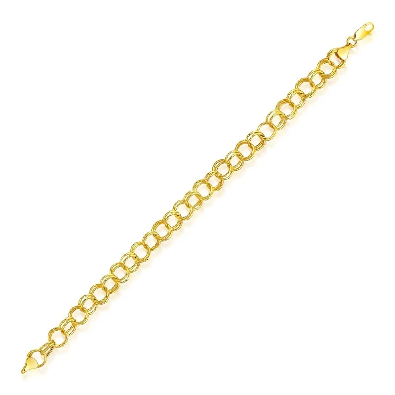 Women multi-strand bangles and bracelets -8.0 mm 14k Yellow Gold Lite Charm Bracelet