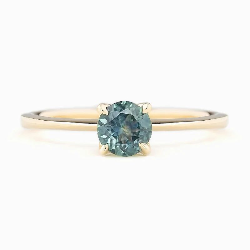 Women infinity charm engagement rings -Sara Ring - 5mm 0.55ct Teal Blue Montana Sapphire