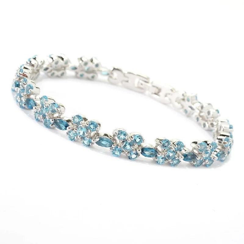 Women statement gemstone bangles and bracelets -925 Sterling Silver London Blue Topaz and Swiss Blue Topaz Bracelet