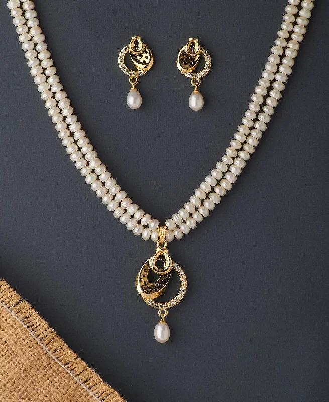 Women infinity symbol necklaces -Trendy Real Pearl Necklace Set