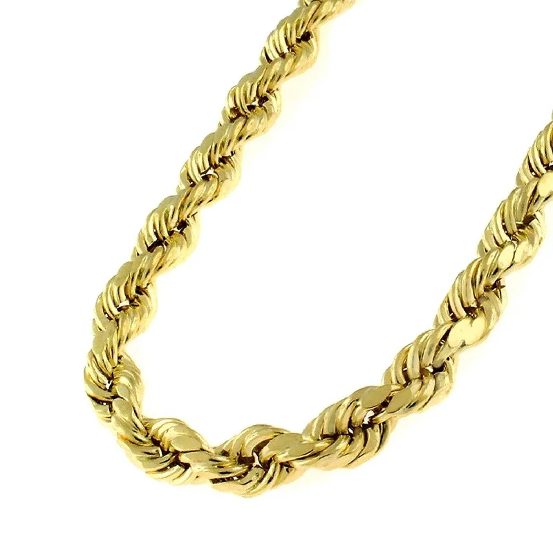 Women crystal necklaces -14k Yellow Gold Solid Rope Diamond-cut Braided Twist Link Necklace