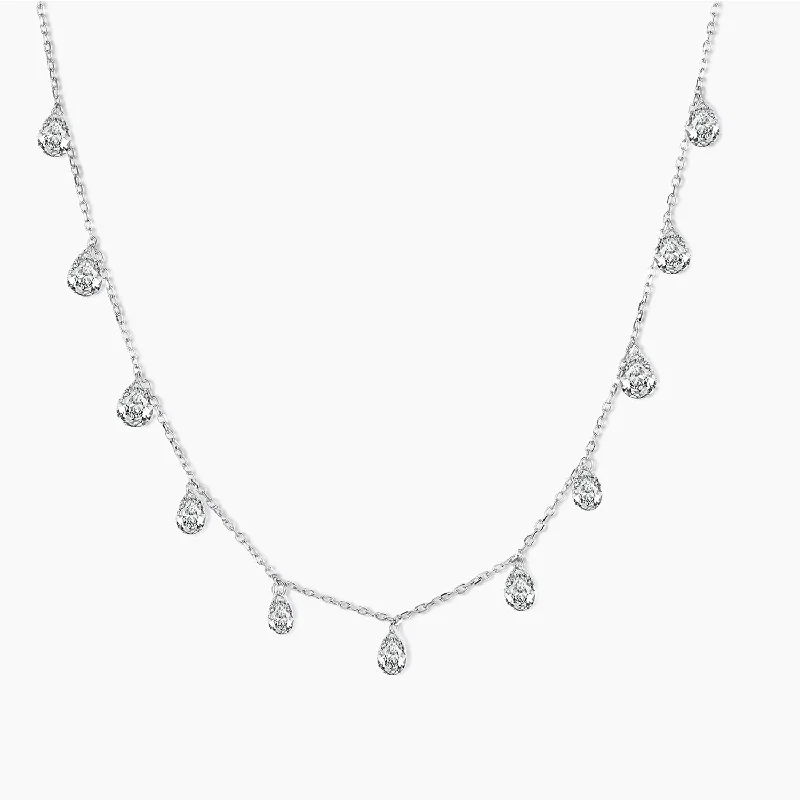 Women chunky necklaces -Cubic Zirconia Necklace in Sterling Silver