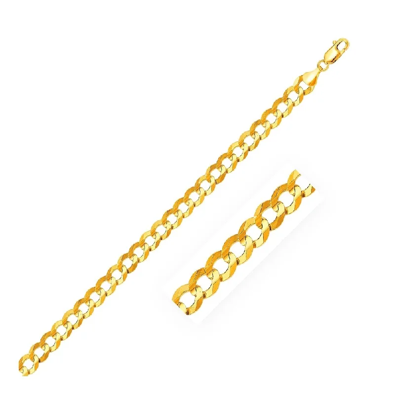 Women statement bangles and bracelets -8.2mm 14k Yellow Gold Solid Curb Bracelet