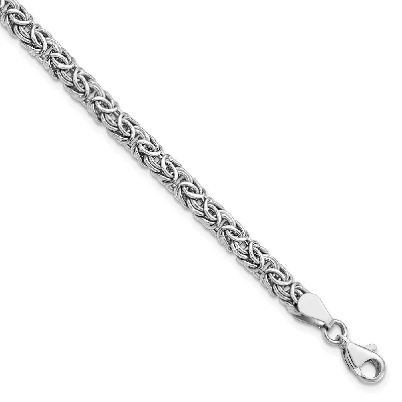 Women braided bangles and bracelets -14k White Gold 6mm Fancy Link Bracelet, 7"