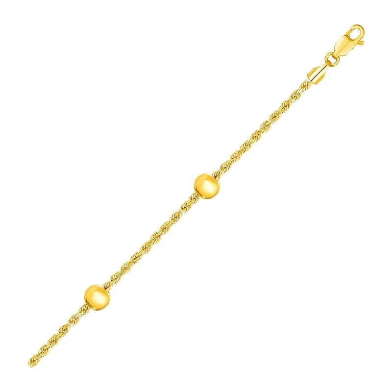 Women adjustable bangles and bracelets -14k Yellow Gold Bracelet with Sliding Beads