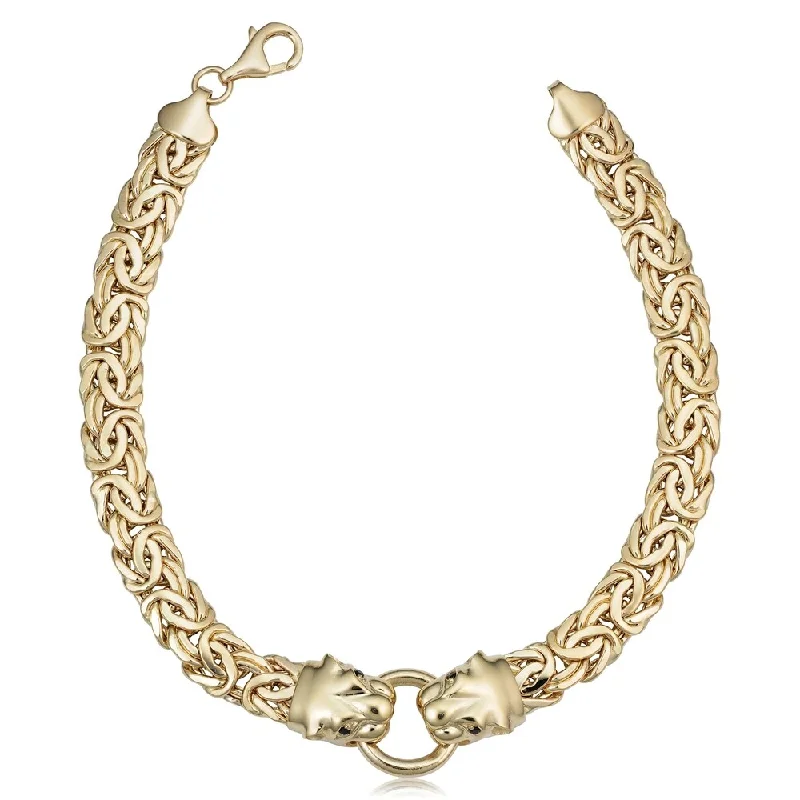 Women charm bangles and bracelets -14k Yellow Gold 9.7 millimeters Panther Head Byzantine Bracelet (7.75 inches)