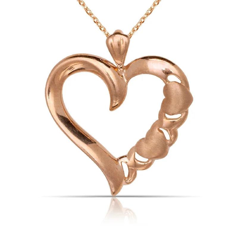 Women chain necklaces -Curata 14K Rose Gold 18" Heart Hugs and Kisses Pendant Necklace Necklace - Pink