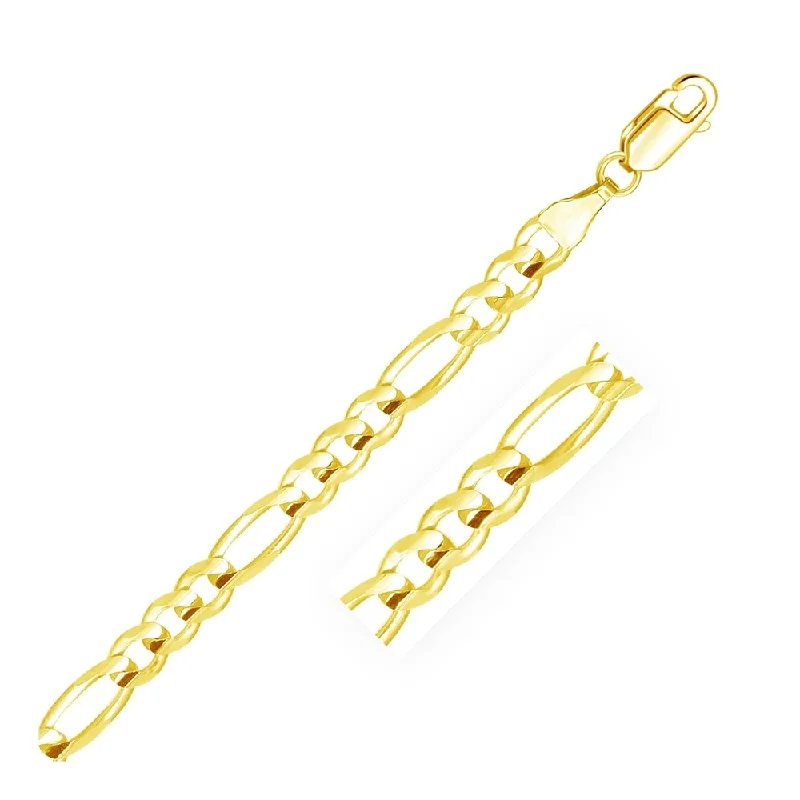 Women colorful bangles and bracelets -6.0mm 14k Yellow Gold Solid Figaro Bracelet