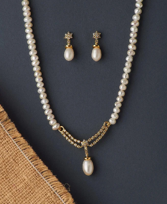 Custom necklaces for women -Trendy Real Pearl Necklace Set