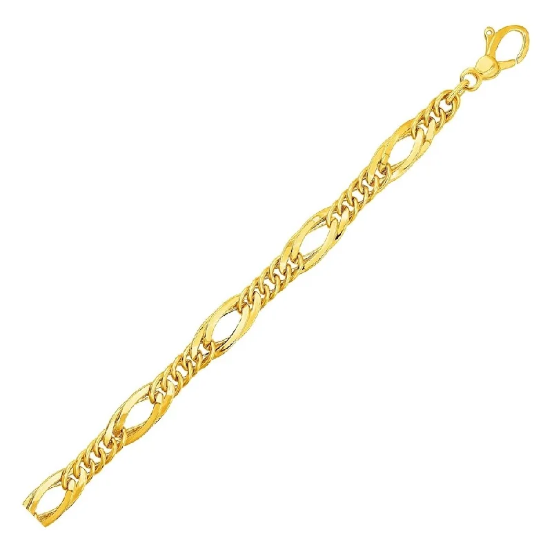 Women twisted bangles and bracelets -Twisted Oval Chain Bracelet in 14k Yellow Gold