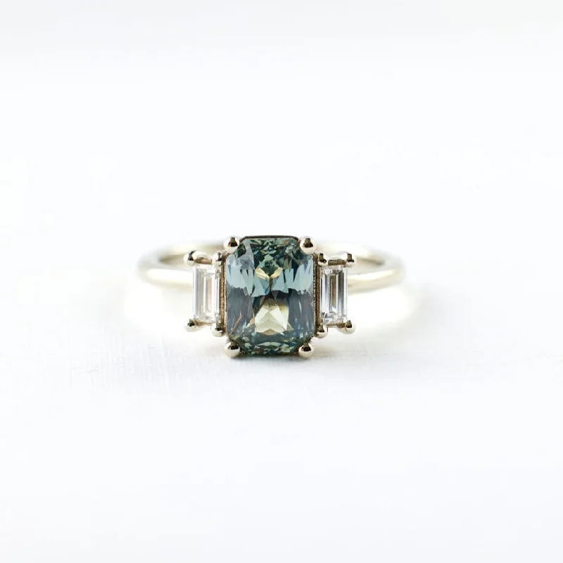 Affordable engagement rings for women -Jacey Ring - 1.89 Carat Minty Light Green Radiant Sapphire