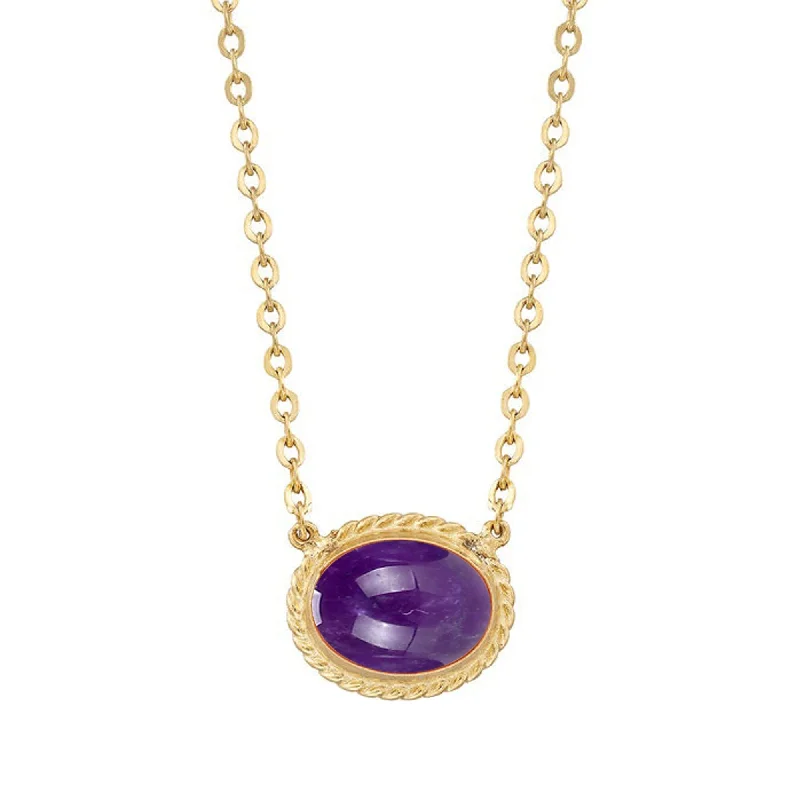 Women delicate gold necklaces -Gold Over Sterling Silver with Amethyst Solitaire Necklace-18" chain