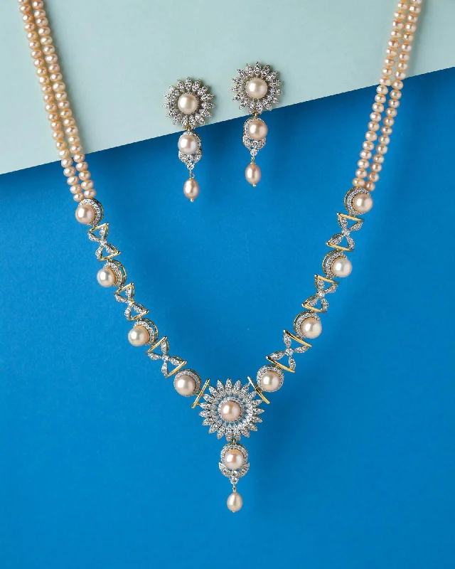 Women romantic necklaces -Sparkling Chandak Filigree  Necklace Set