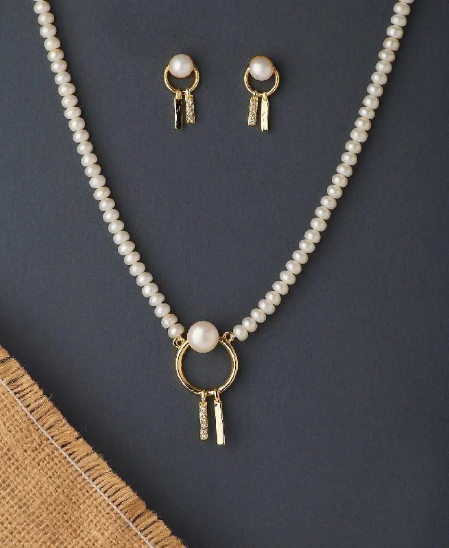 Women everyday necklaces -Trendy Real Pearl Necklace Set