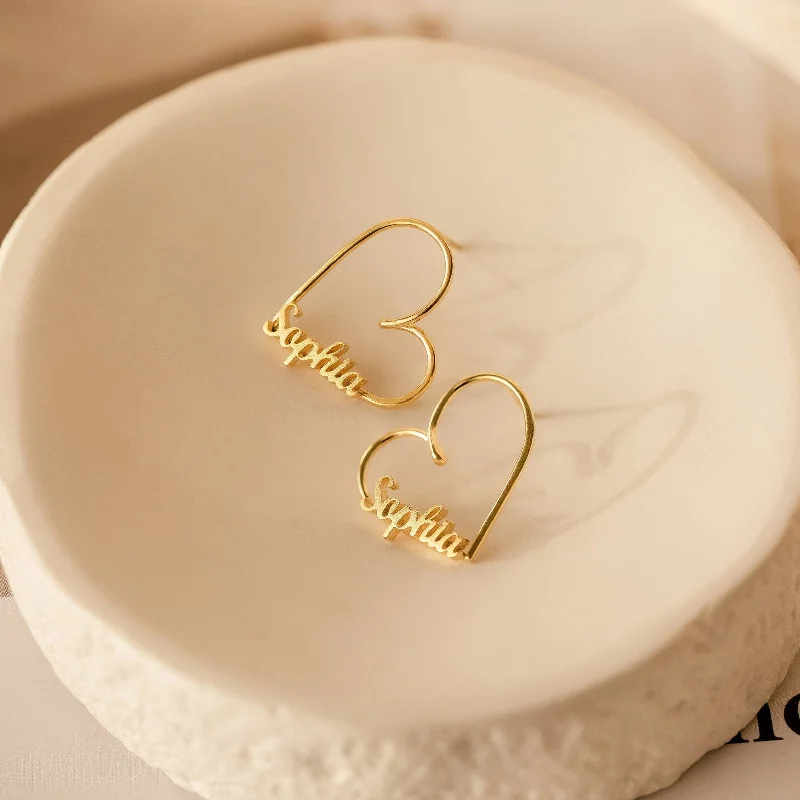 Women statement earrings -London Heart Name Earrings