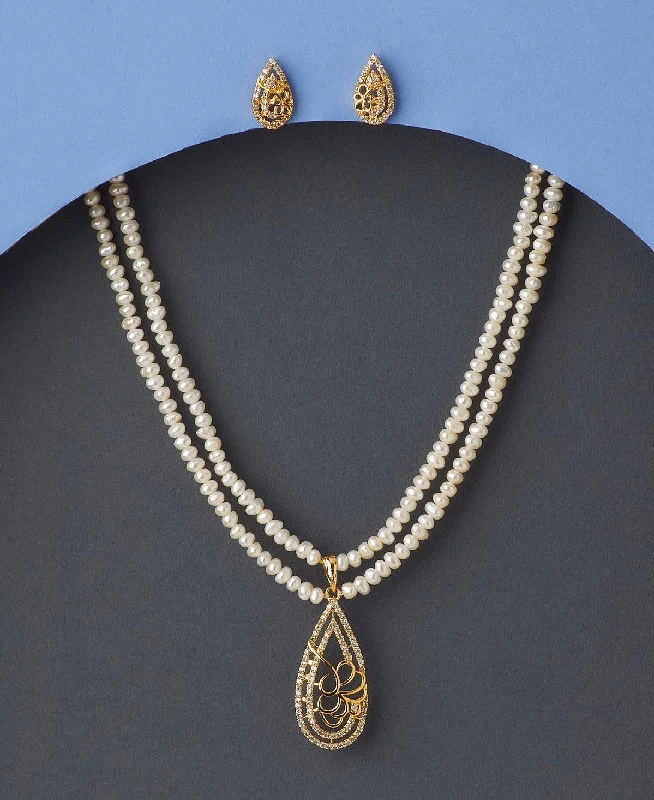 Women crystal necklaces -Trendy Real Pearl Necklace Set