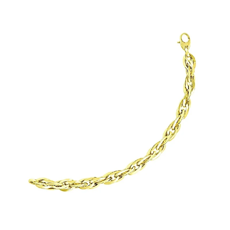 Women retro bangles and bracelets -14k Yellow Gold Singapore Chain Style Thick Bracelet