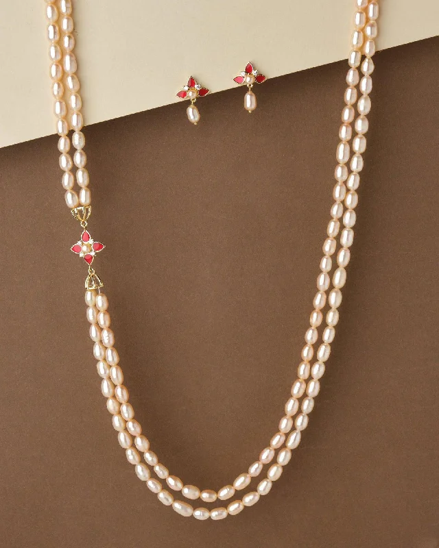 Women twisted chain necklaces -Regal Pearl Necklace Set