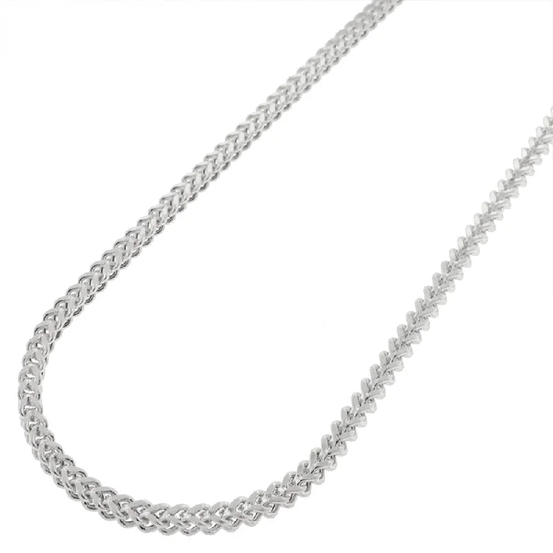 Silver necklaces for women -14k White Gold 2mm Hollow Franco Square Box Link Necklace Chain 18" - 32"