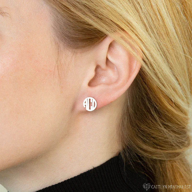 Women modern earrings -Block Monogram Earrings