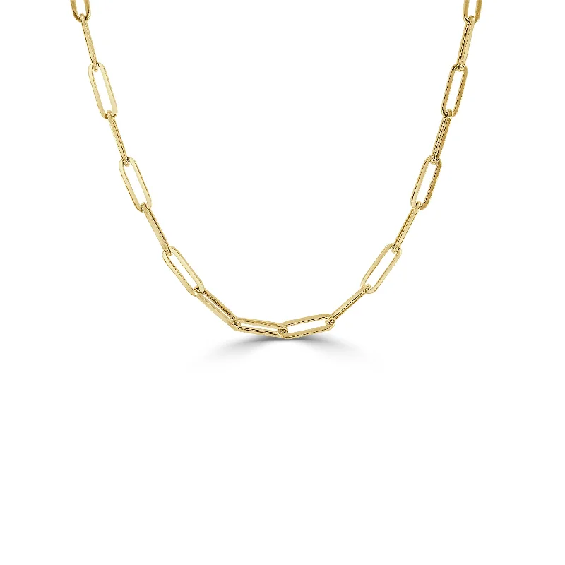 Women pendant necklaces -Gold Link Chain Necklace 14k Yellow Gold Made in Italy 4.5mm by Joelle Jewelry