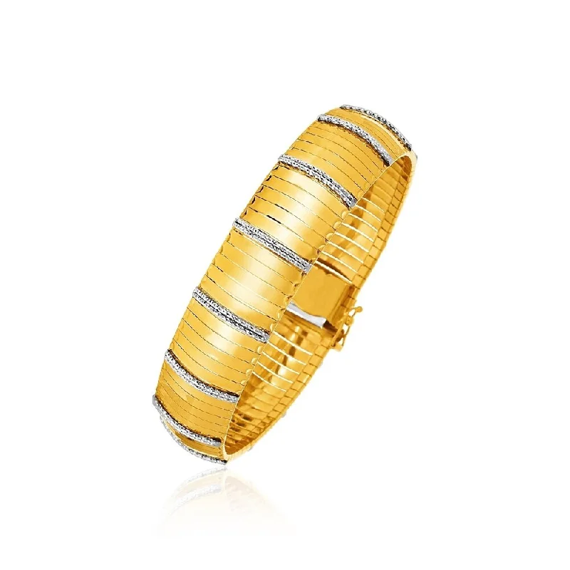 Women retro bangles and bracelets -14k Two-Tone Yellow and White Gold Cleopatra Style Bracelet