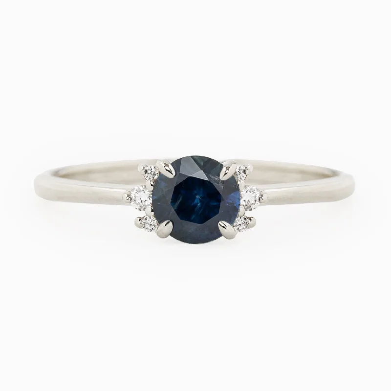 Women birthstone engagement rings -Lena Ring 0.65ct Blue Montana Sapphire, 14k White Gold