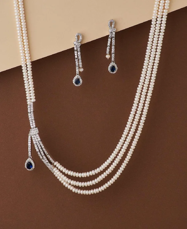 Women delicate necklaces -Ravishing Real Pearl Necklace Set