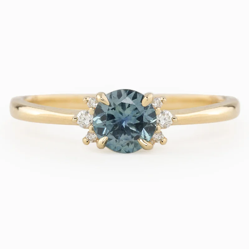 Women gold-plated engagement rings -Lena Ring 0.60ct Light Blue Montana Sapphire, 14k Yellow Gold