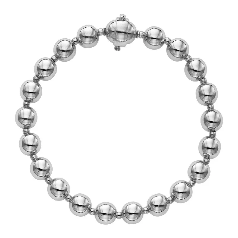 Women gemstone-studded bangles and bracelets -14k White Gold 7 3/4 inch Polished Bead Bracelet