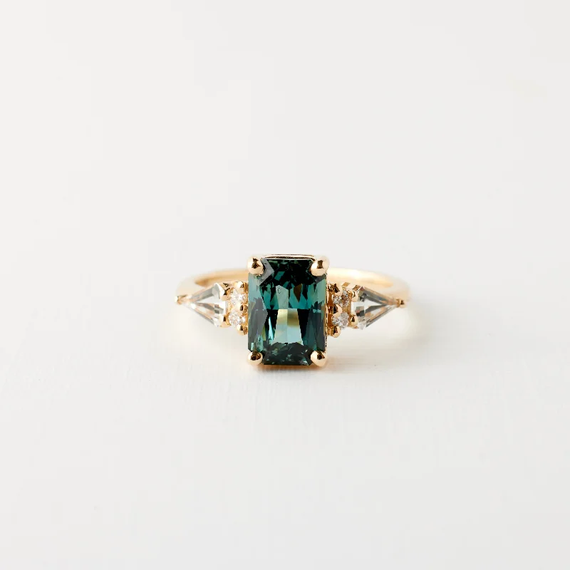 Women handcrafted engagement rings -Thursday ring - 2.22 Carat Teal Radiant Sapphire