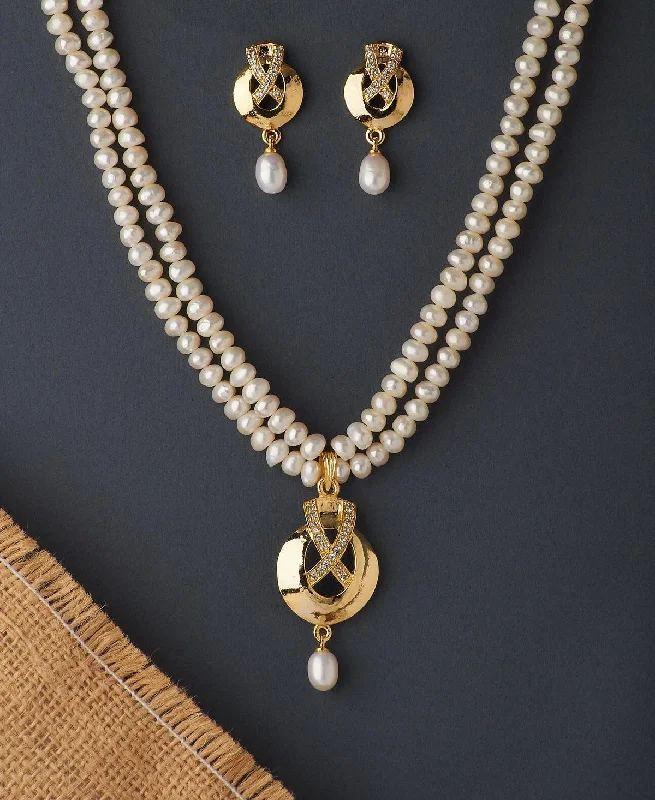 Women friendship necklaces -Trendy Real Pearl Necklace Set