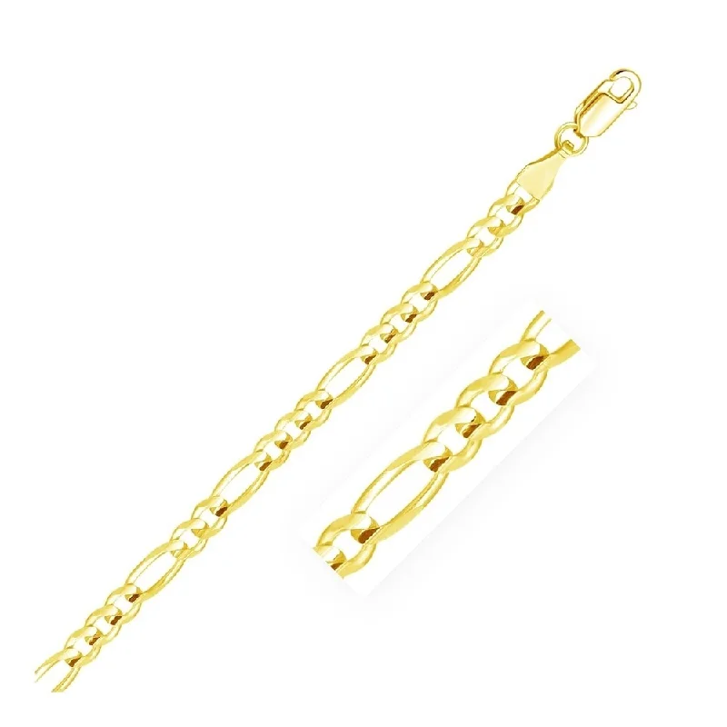 Women statement gemstone bangles and bracelets -4.5mm 14k Yellow Gold Solid Figaro Bracelet