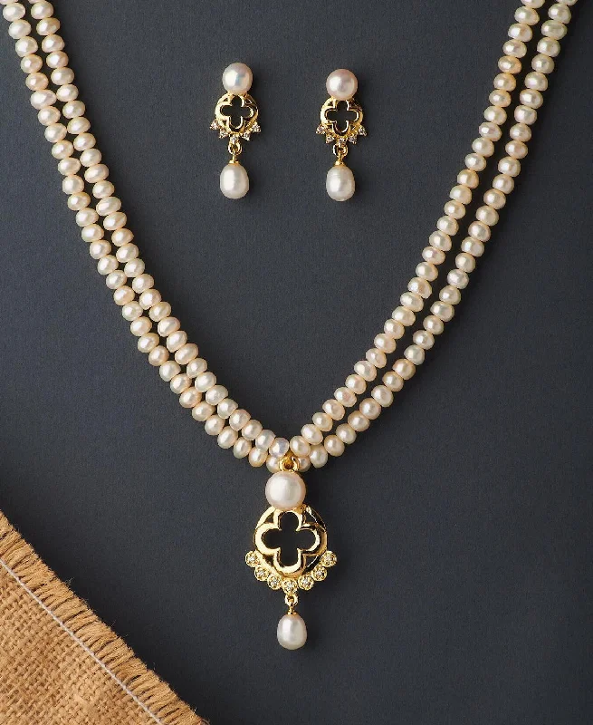 Women trendy statement necklaces -Trendy Real Pearl Necklace Set