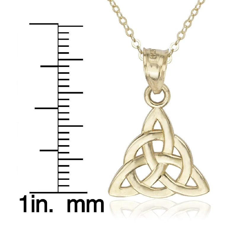 Women short necklaces -Curata 14k Yellow Gold 18" Triquetra Celtic Trinity Knot Pendant Necklace