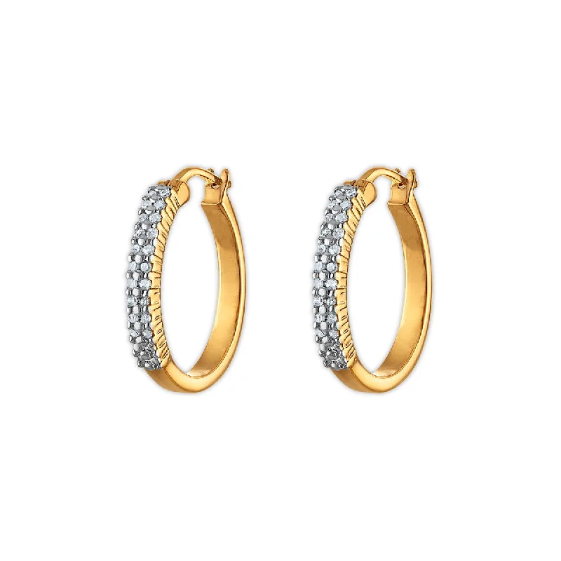 Women bohemian earrings -1/5 CTW Diamond Hoop Earrings in Gold Plated Sterling Silver