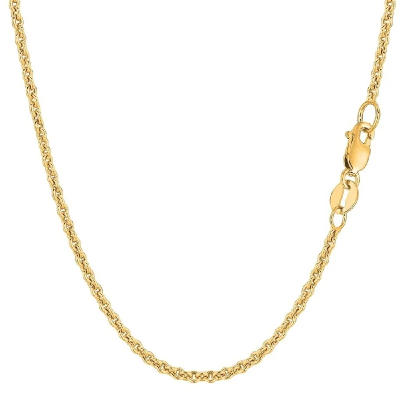 Women geometric necklaces -14K Yellow Gold 2.2MM Forsantina Cable Link Pendant Necklace Chain, Gold Necklace for Men & Women, Capital Jewelry