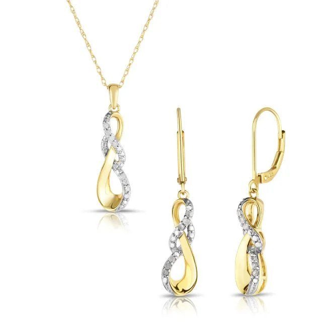 Women personalized earrings -1/5 CTW Diamond Pendant and Earrings Set in Gold Plated Sterling Silver