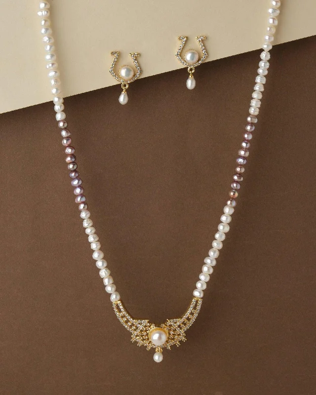 Women monogram necklaces -Trendy Pearl Necklace Set