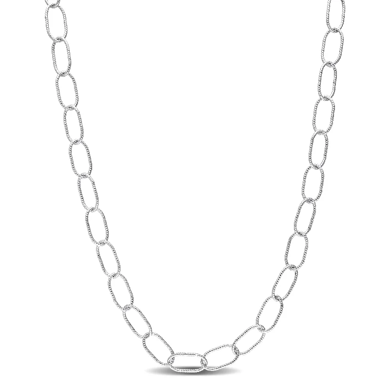 Women diamond-encrusted necklaces -Miadora Sterling Silver Twisted Rolo Necklace