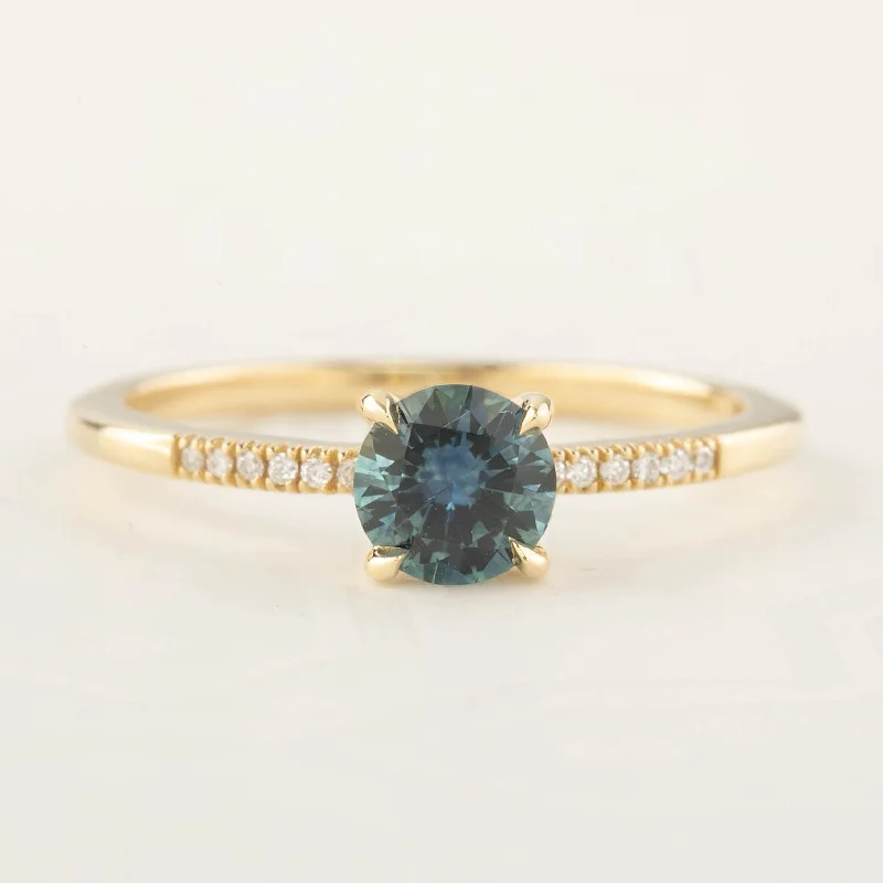 Women handmade engagement rings -Audrey Ring - 0.75ct Teal Blue Montana Sapphire (One of a kind)