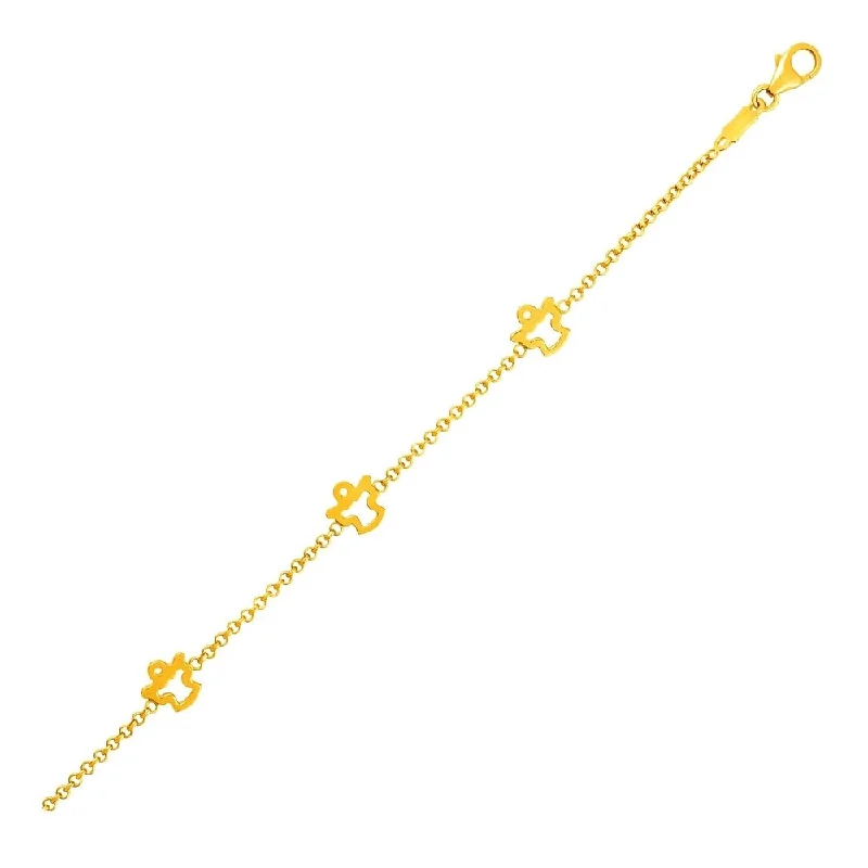 Women stackable bangles and bracelets -14k Yellow Gold Childrens Bracelet with Angels