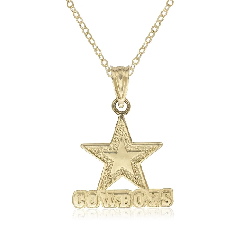 Women custom engraved necklaces -Curata 14k Yellow Gold 18" Small Dallas Cowboys Logo Pendant Necklace Necklace