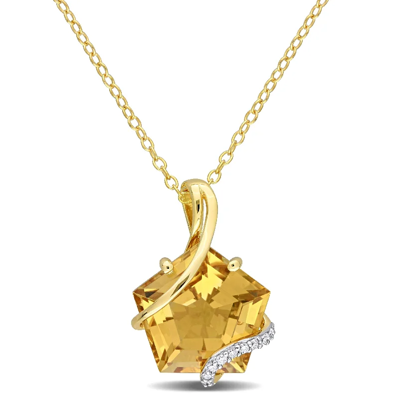 Women layered necklaces -Miadora Fancy-cut Citrine and Diamond Accent Swirl Necklace in Yellow Plated Sterling Silver