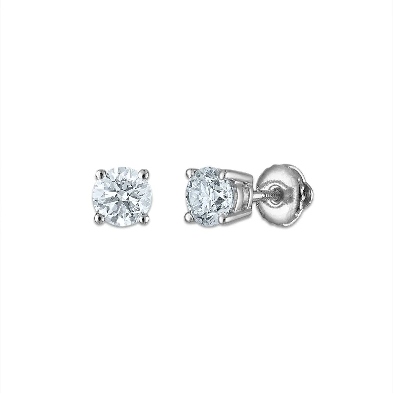 Women classic stud earrings -EcoLove 1 CTW Lab Grown Diamond Stud Earrings in 10KT White Gold