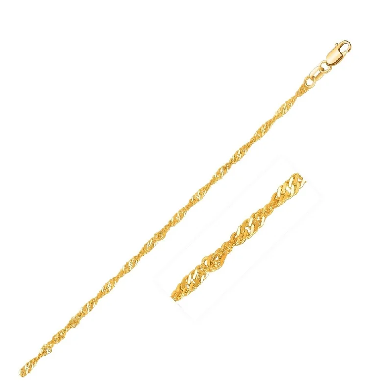 Women vintage-inspired bangles and bracelets -14k Yellow Gold Singapore Bracelet 1.7mm